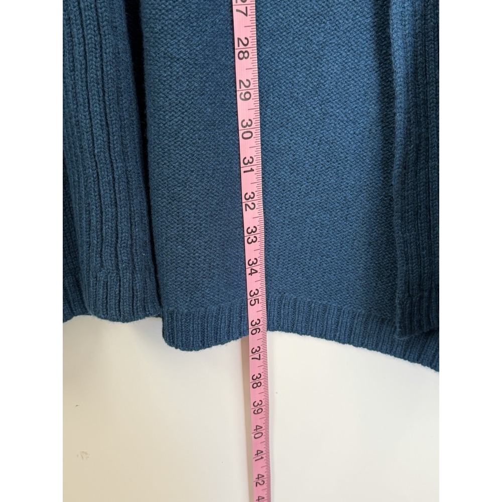 VTG Kerry Woolen Mills Ireland Pure New Wool Open Cardigan Blue Sz L/XL - Picture 8 of 10
